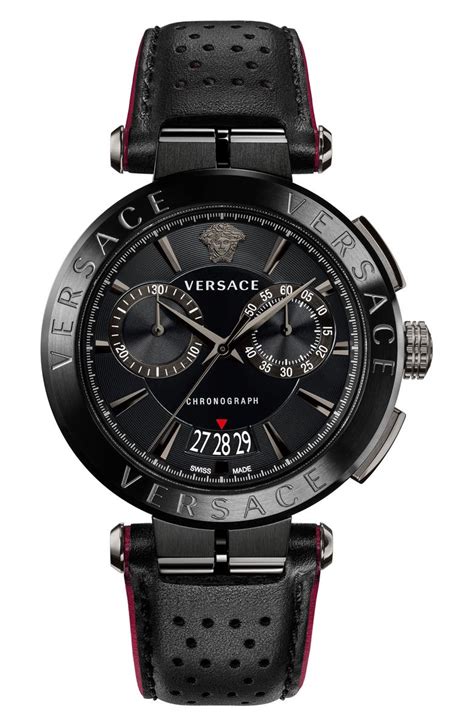 versace aion chronograph leather strap watch|versace aion chronograph watch.